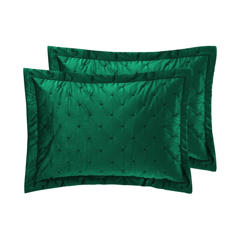 Bedspreads Emerald green - Ultrasoft Velvet Embroidered Quilted