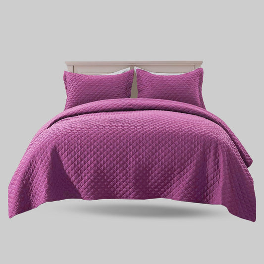 Lilac - king Size Microfibre: 3 pcs Quilted bedspread set