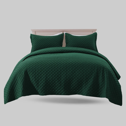 Forest Green-king Size Microfibre: 3 pcs bedspread set