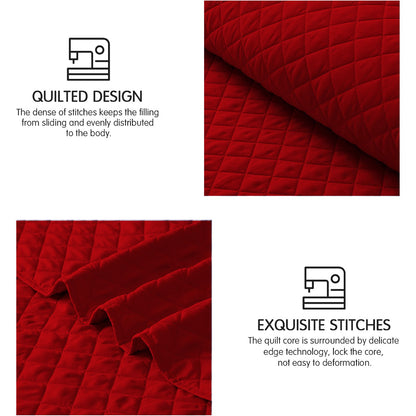 Maroon - king Size Microfibre: 3 pcs Quilted bedspread set