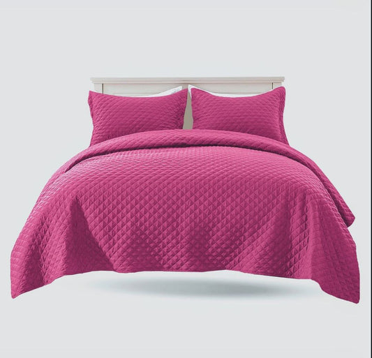 Blush- king size: Quilted 3 pcs microfibre bedspread set