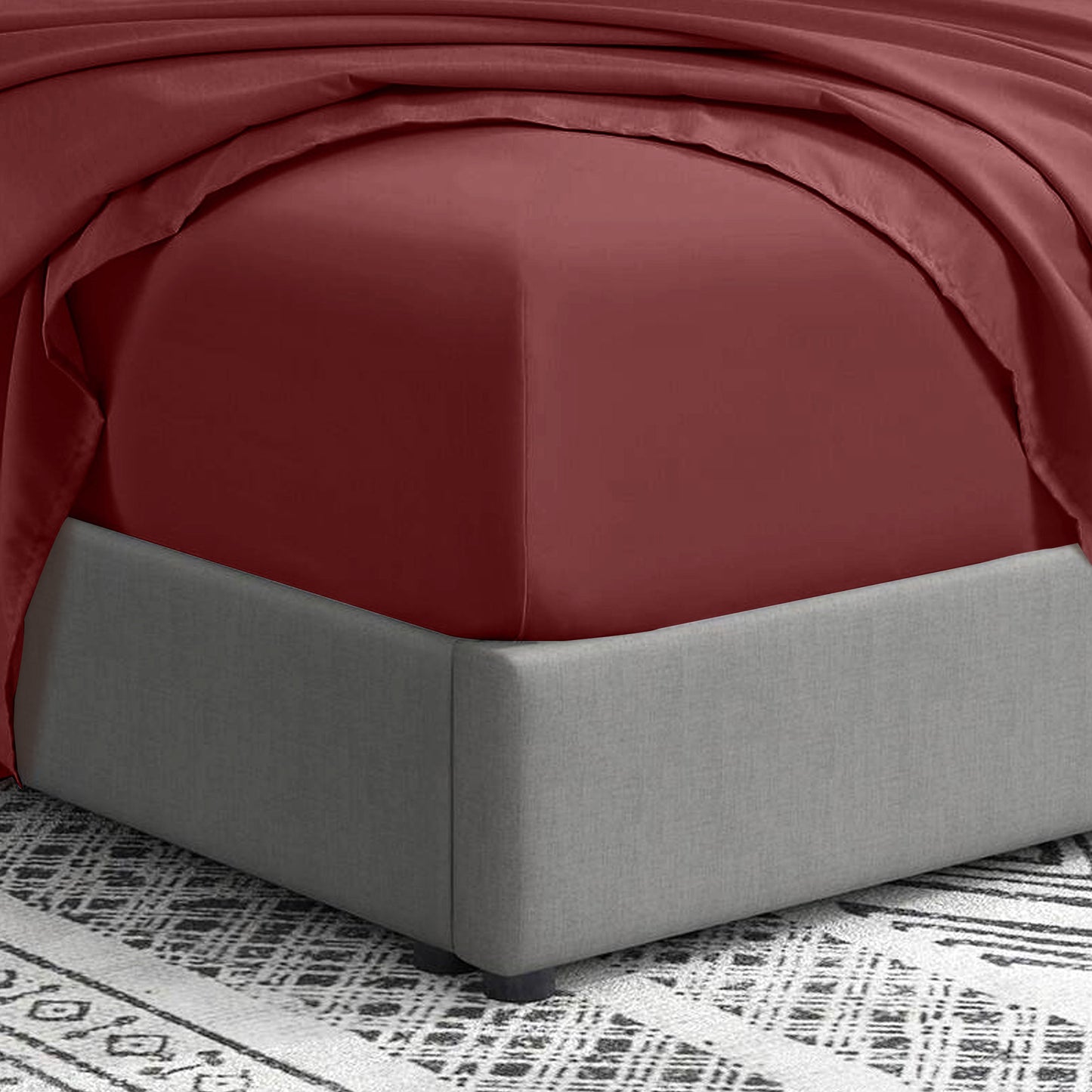Maroon - Fitted sheet - King size(3-pcs)